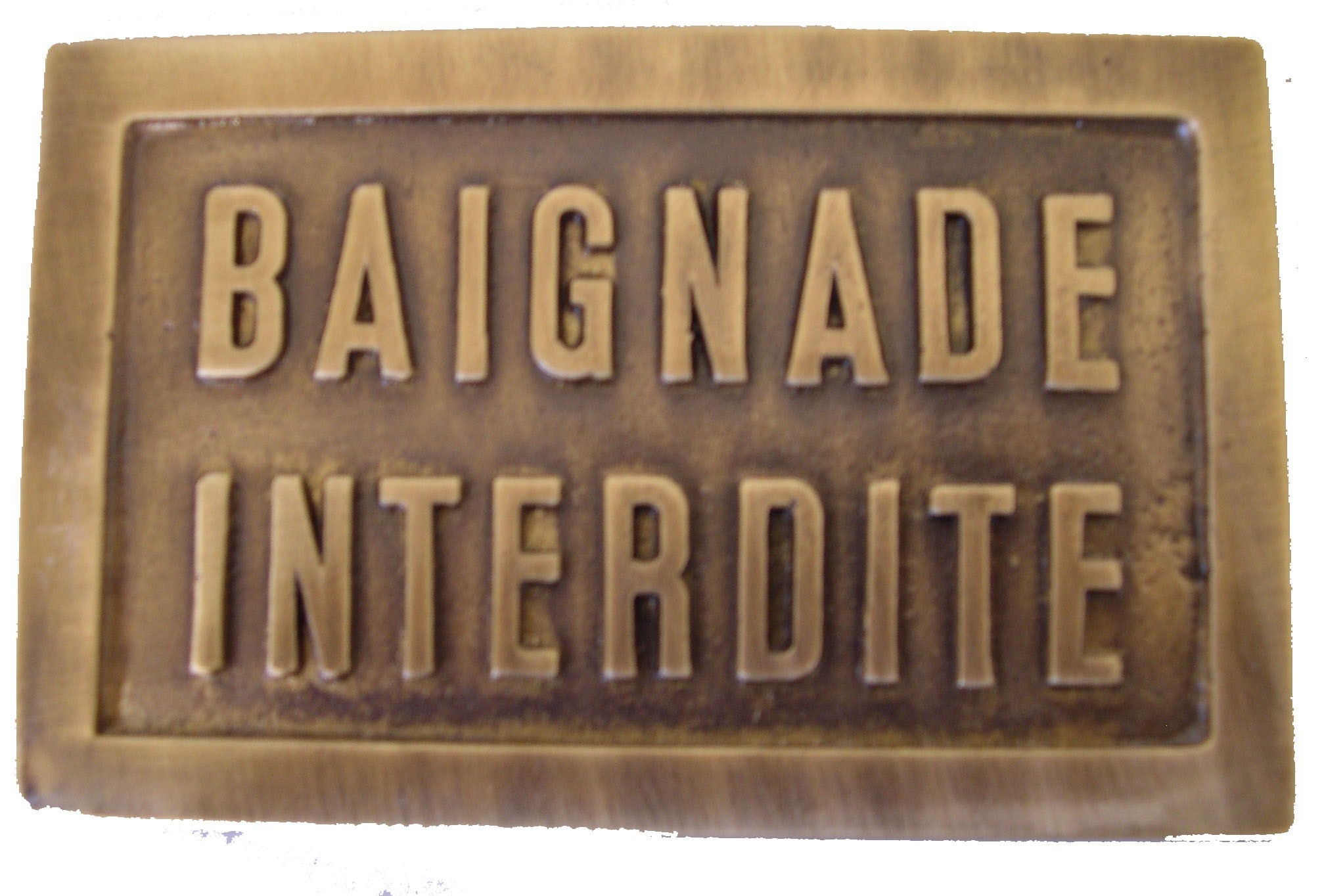 PLAQUE LAITON BAIGNADE INTERDITE